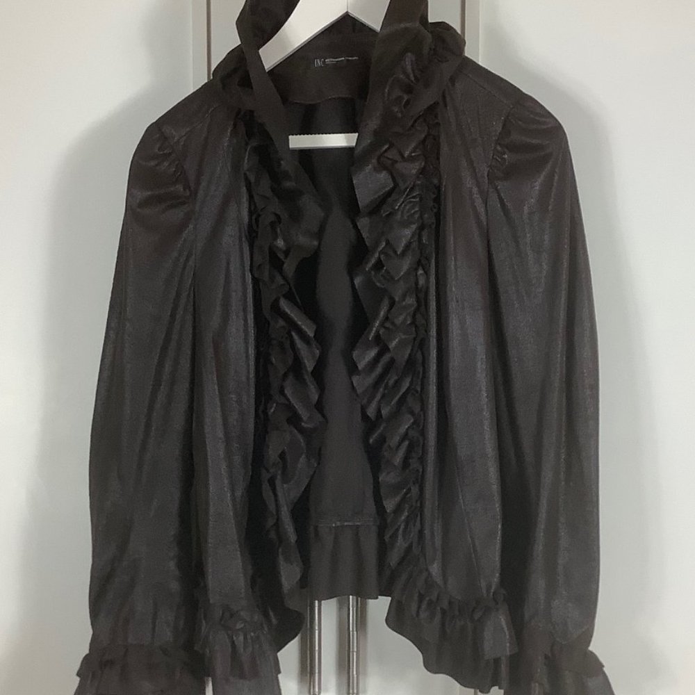 INC international Dark Brown Ruffled Jacket Sz 1X
